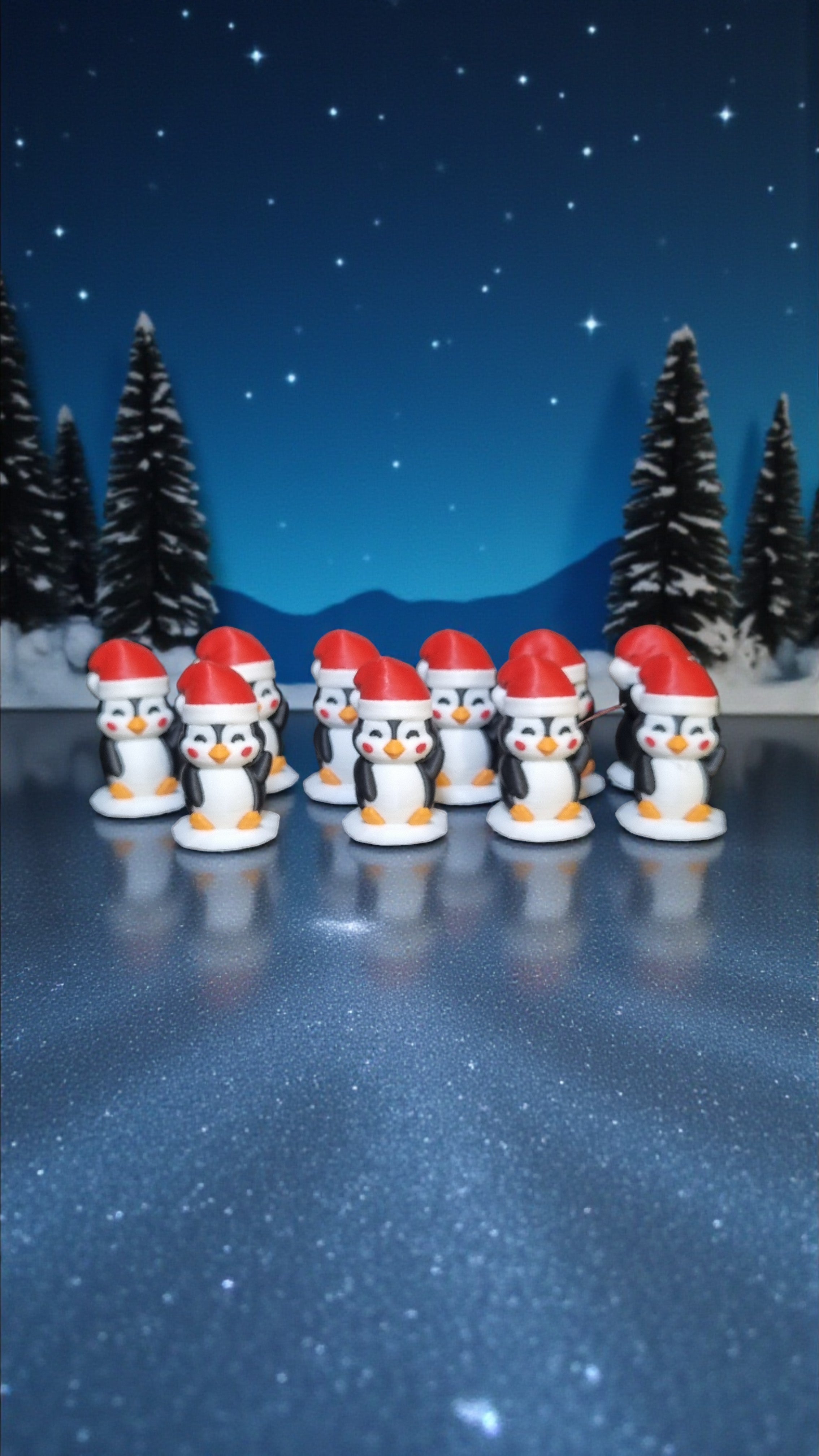 Pingouin de Noël – Figurine décorative (bonnet rouge)