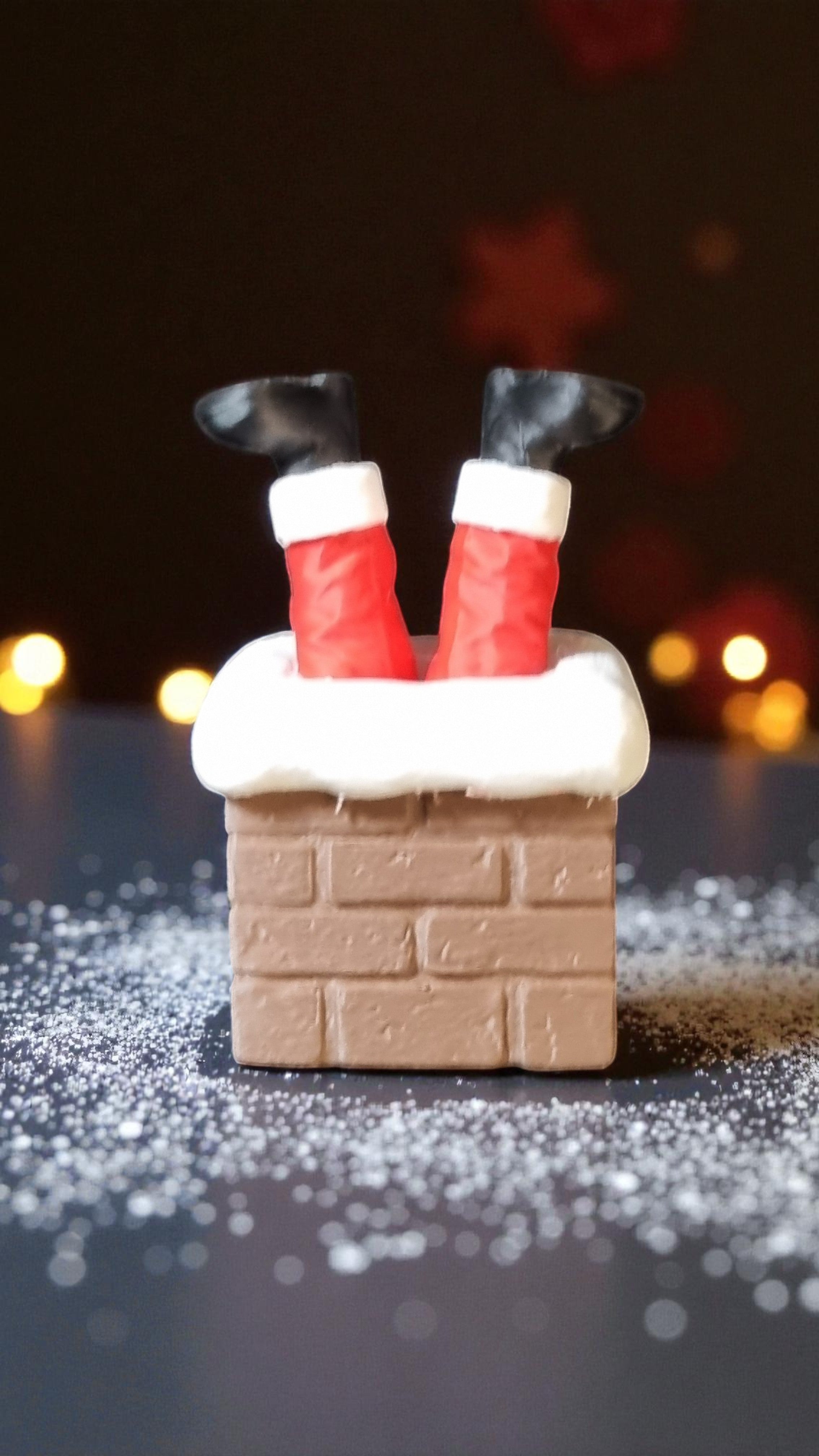 Père Noël coincé dans la cheminée – Figurine de fête