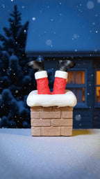 Père Noël coincé dans la cheminée – Figurine de fête