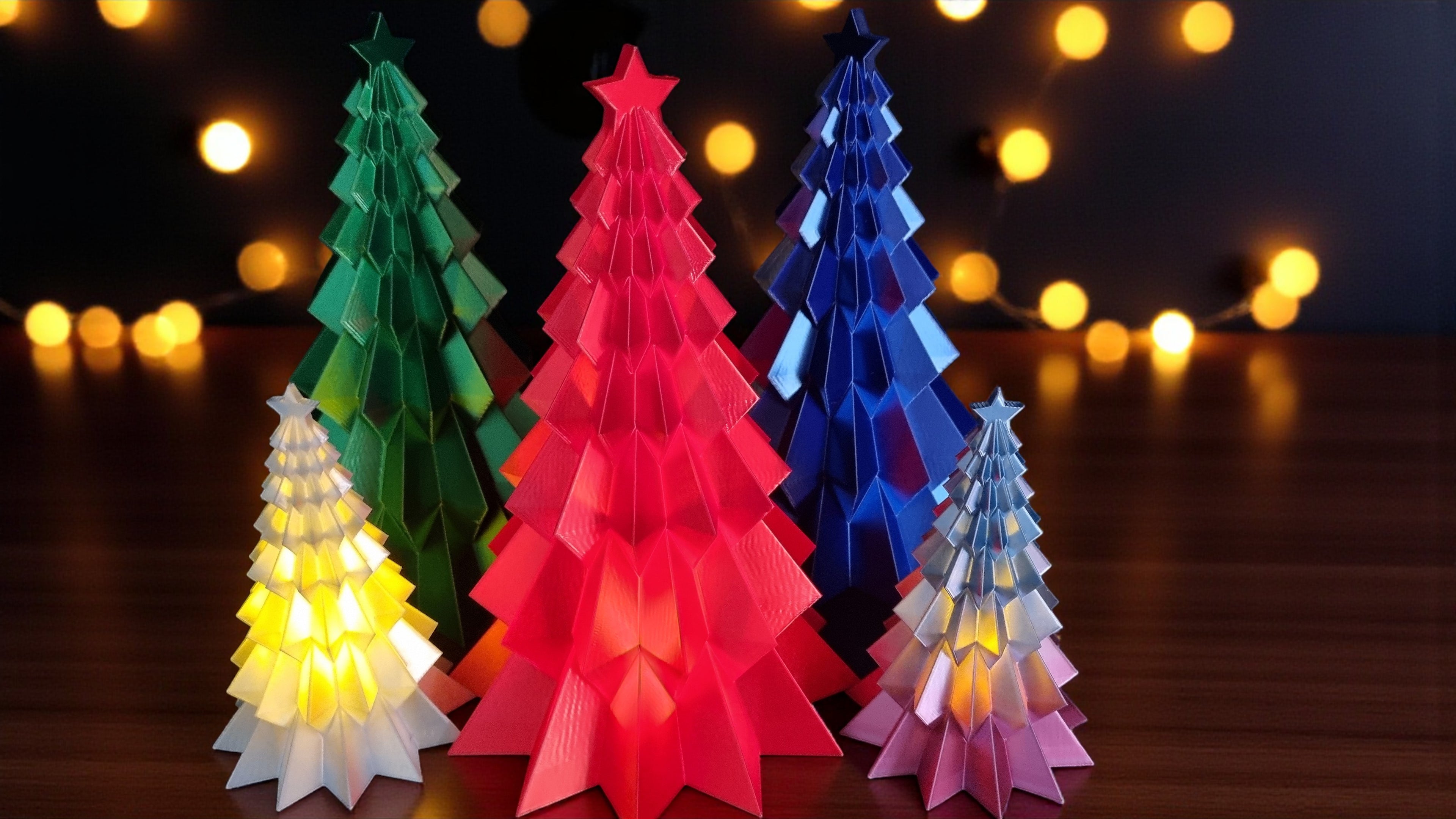 Sapin Origami Étoilé – Déco de Noël LED