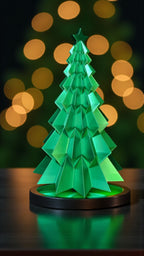 Sapin Origami Étoilé – Déco de Noël LED