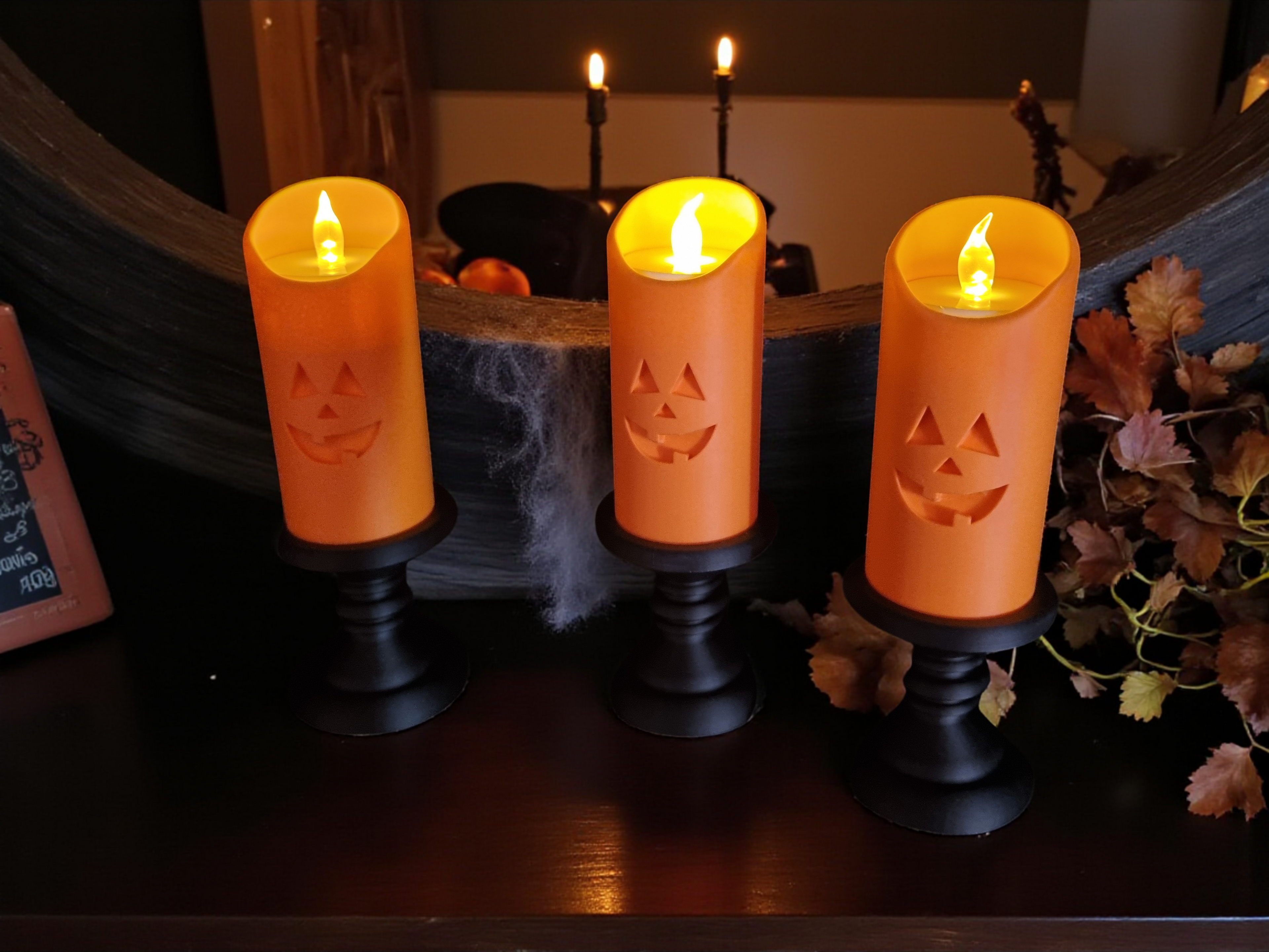 Bougie Citrouille – Photophore LED sur socle