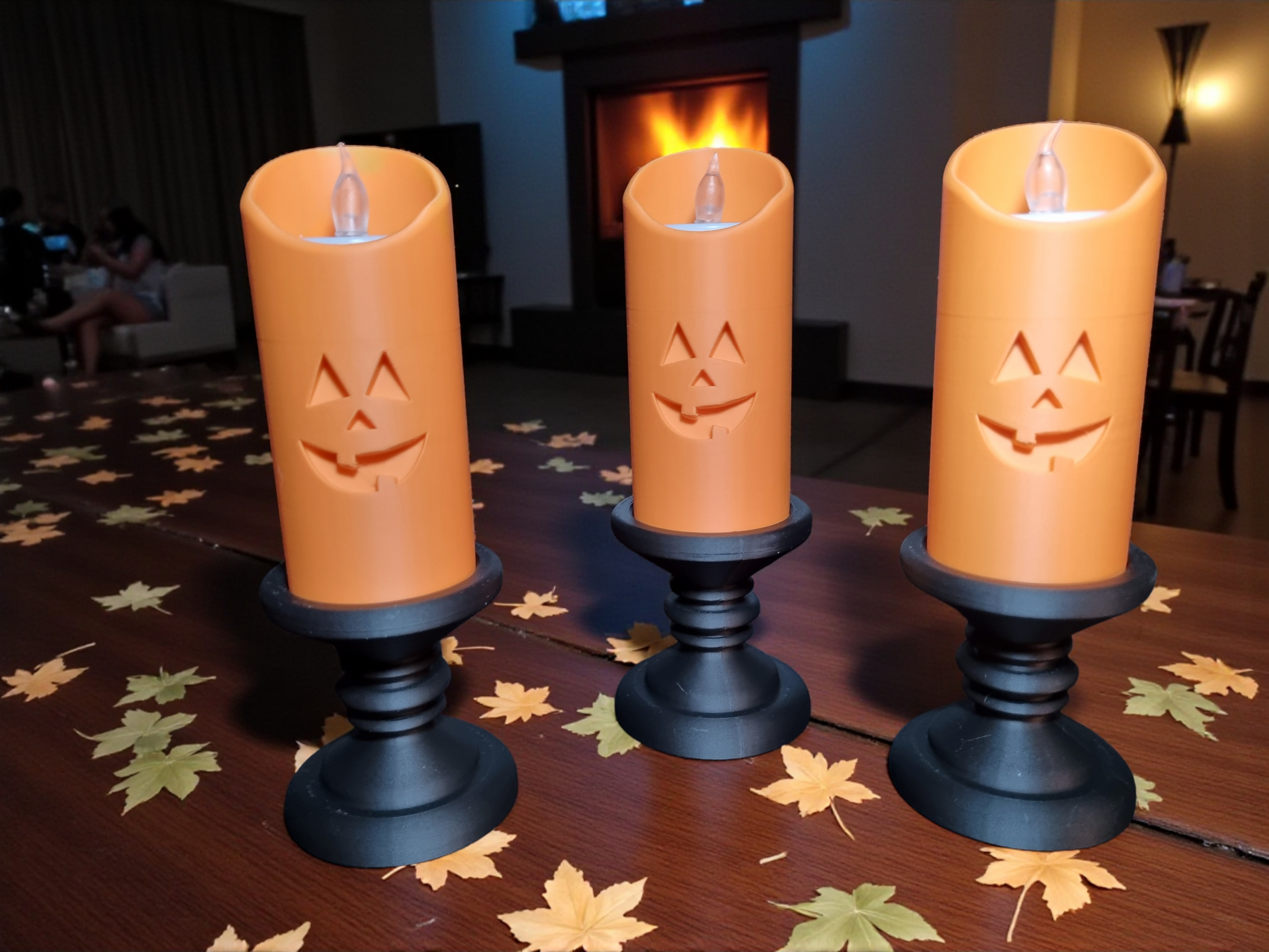Bougie Citrouille – Photophore LED sur socle