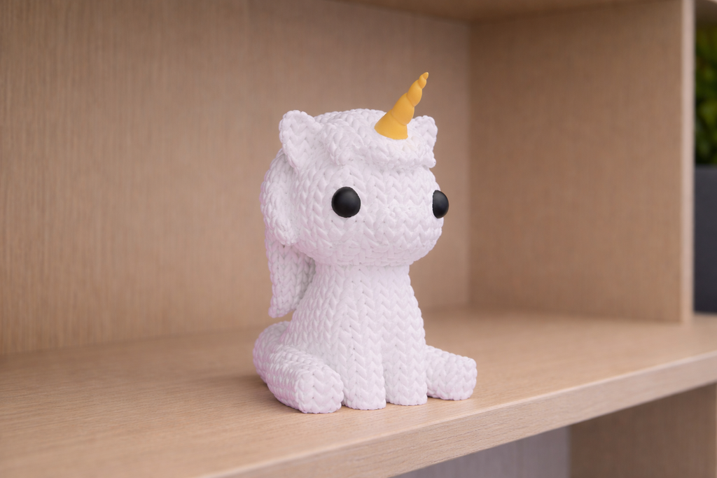 Figurine Licorne Kawaii 🦄 Effet Crochet 3D Amigurumi – Déco Mignonne