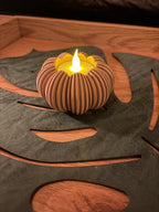 Photophore Citrouille Nervurée – Mini chauffe-plat LED