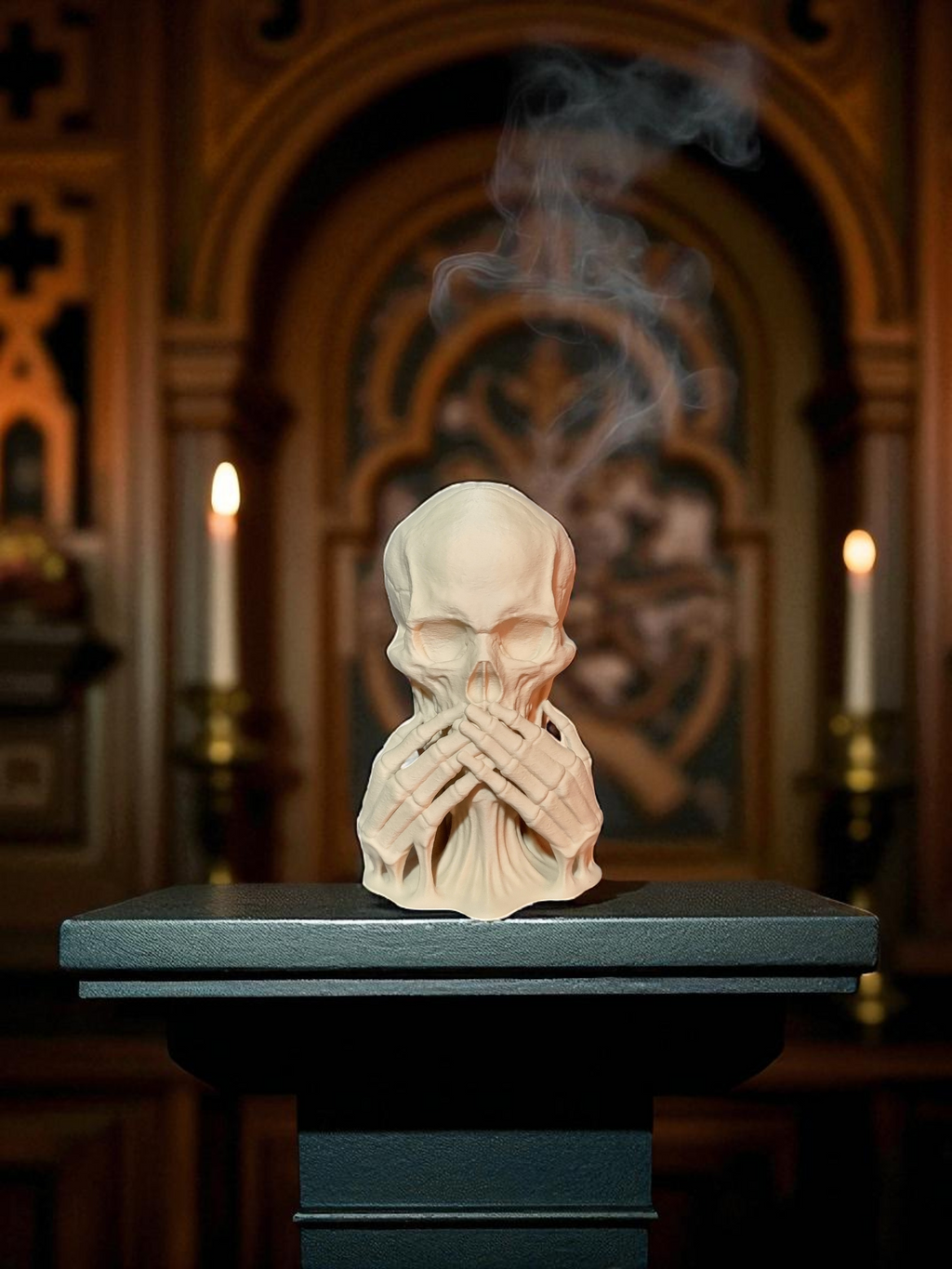 trio de crânes “Ne rien voir, ne rien entendre, ne rien dire”