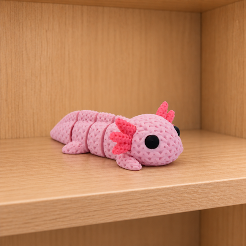 Figurine axolotl kawaii effet tricoté amigurumi 3D Tresor3D, vue principale