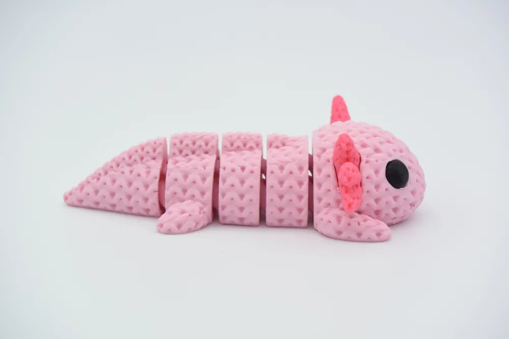 Figurine axolotl kawaii effet tricoté, vue arrière