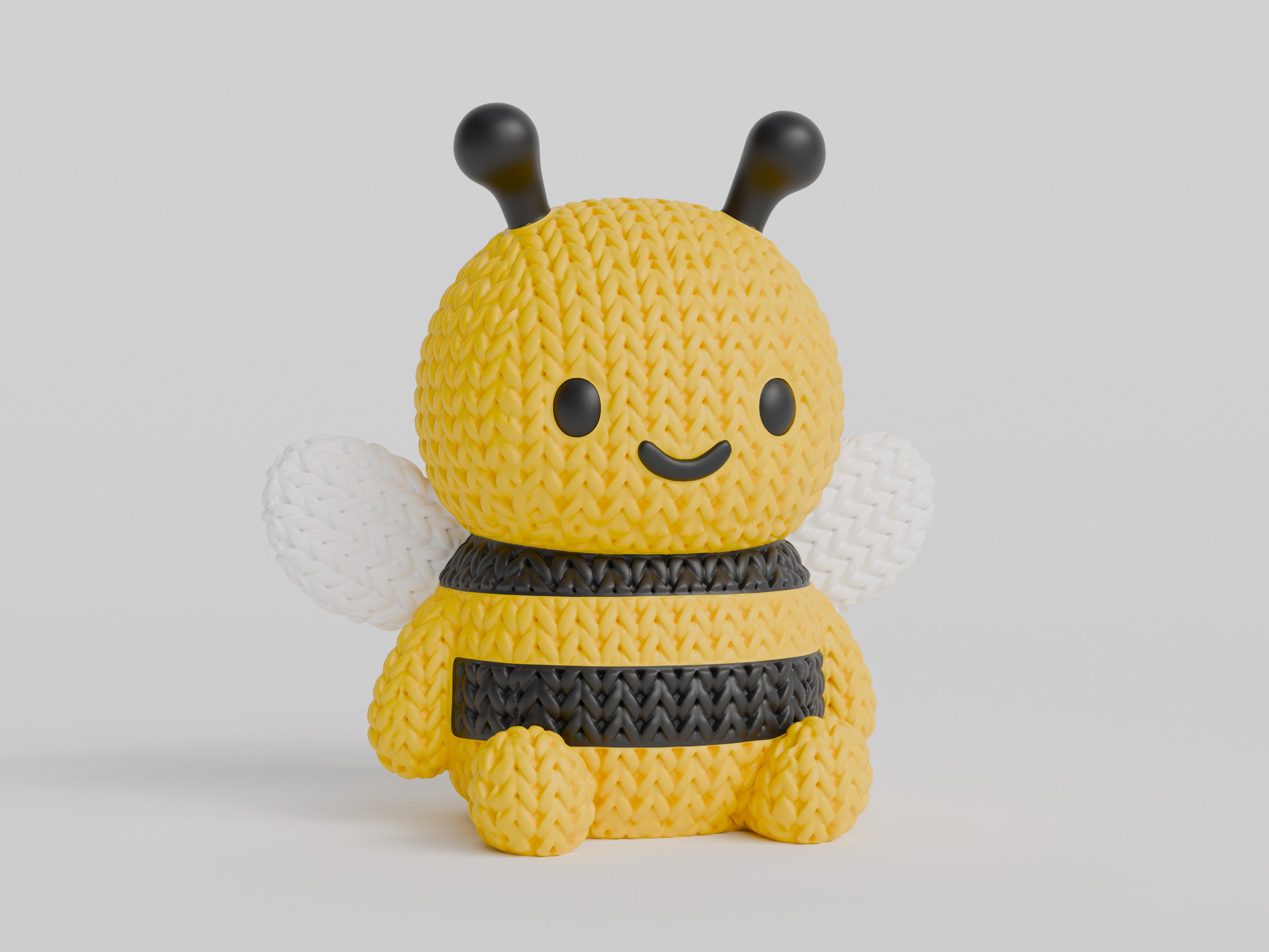 Figurine Abeille Kawaii 🐝 Effet Crochet 3D Amigurumi – Déco Mignonne