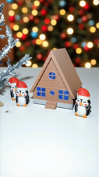 Cabane Cozy de Noël avec toit amovible et rangement caché, décoration chalet Tresor3D