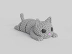 Figurine chat articulé kawaii effet tricoté imprimée en 3D, vue 2
