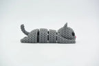 Figurine chat articulé kawaii effet tricoté imprimée en 3D, vue 3