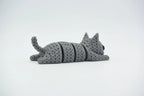 Figurine chat articulé kawaii effet tricoté imprimée en 3D, vue 4