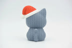 Figurine chat mignon avec bonnet de Noël effet tricoté imprimée en 3D, vue 3