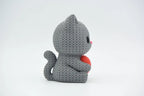 Figurine chat mignon avec cœur effet tricoté imprimée en 3D, vue 4
