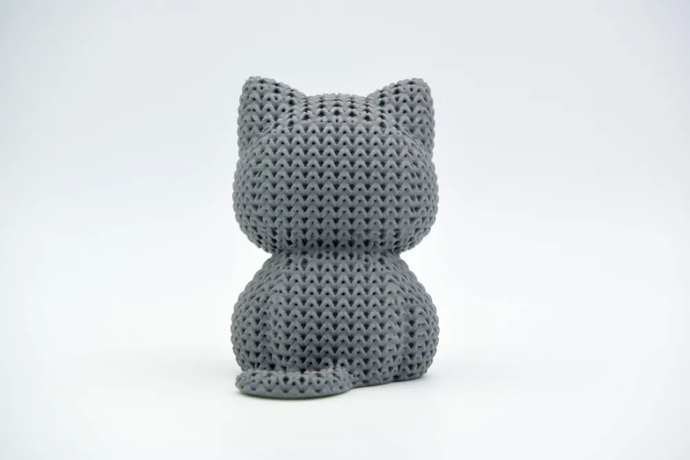 Figurine chat mignon effet tricoté imprimée en 3D, vue 2