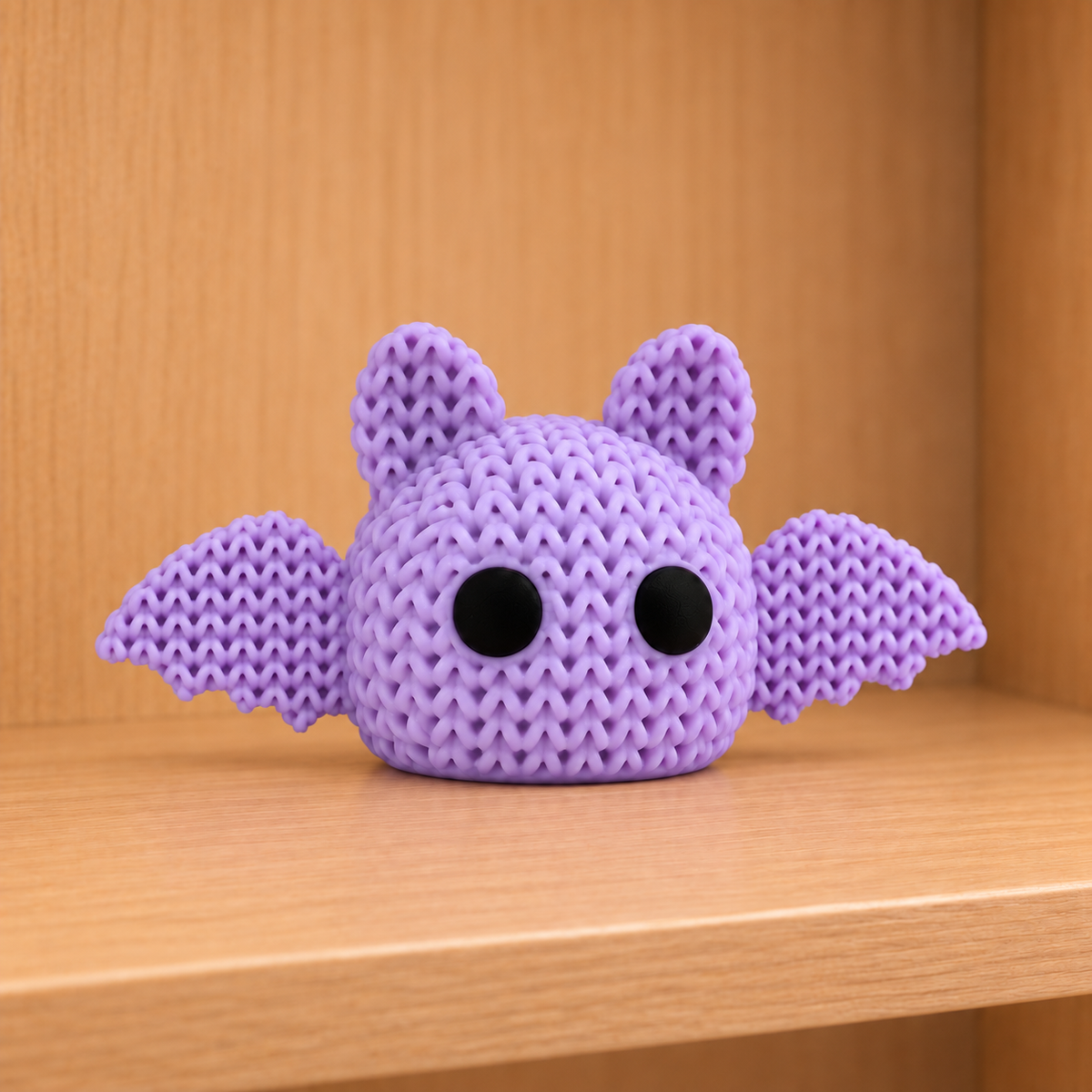 Chauve-souris mignonne violette effet tricoté, figurine décorative Halloween imprimée en 3D - Tresor3D
