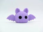 Chauve-souris mignonne violette effet tricoté vue de côté, figurine Halloween imprimée en 3D - Tresor3D