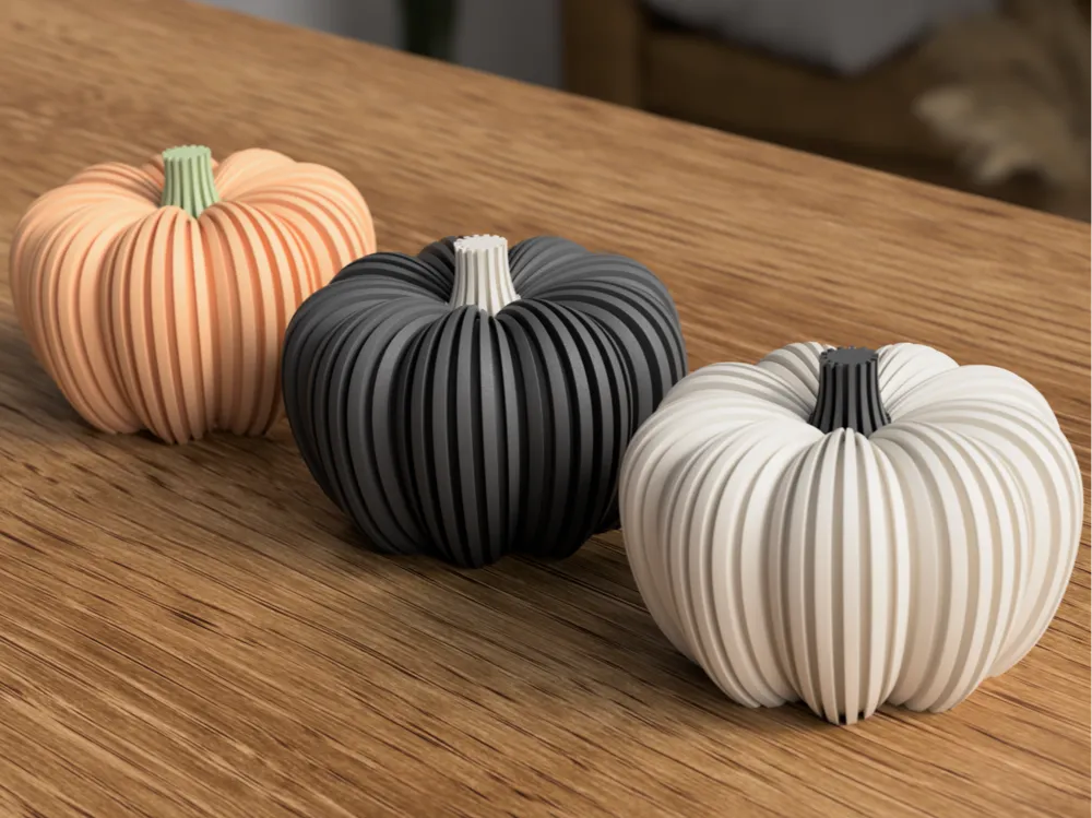 Citrouille nervurée lumineuse, photophore LED Halloween, Tresor3D