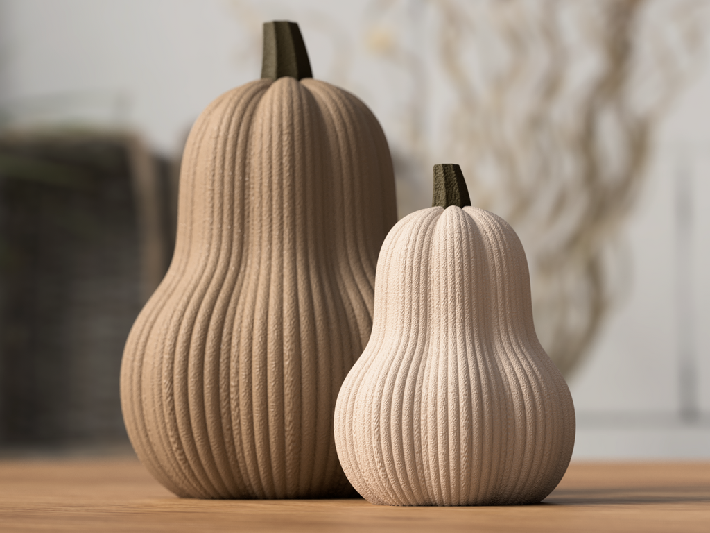 Détail du relief nervuré de la courge butternut décorative, Tresor3D