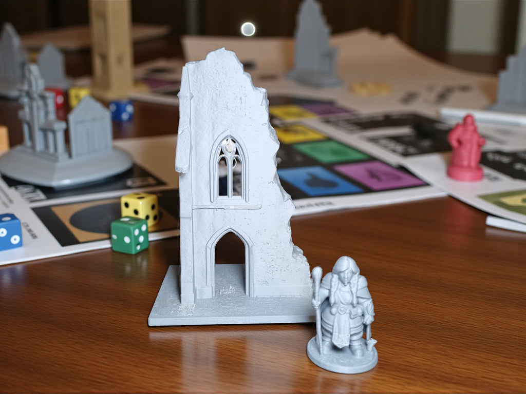 Façade gothique en ruine, décor pour figurines 28-32mm, Tresor3D