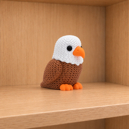 Figurine aigle kawaii effet tricoté amigurumi 3D Tresor3D, vue principale