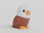 Figurine aigle kawaii effet tricoté, vue de profil