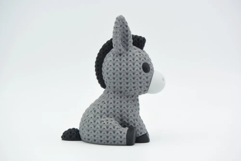 Figurine âne kawaii effet tricoté, vue de face