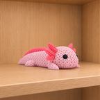 Figurine axolotl droit kawaii effet tricoté, vue de face