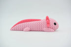 Figurine axolotl droit kawaii effet tricoté, vue arrière