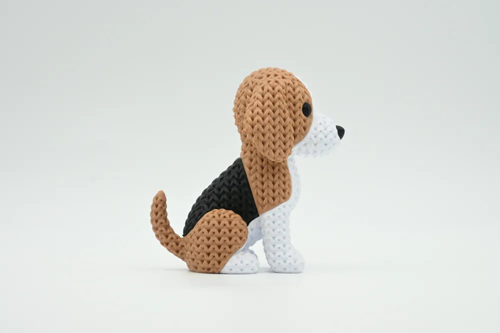 Figurine Beagle Kawaii, vue de profil, Tresor3D