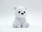 Figurine bébé ours polaire kawaii effet tricoté, vue de face