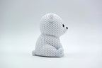 Figurine bébé ours polaire kawaii effet tricoté, vue de profil