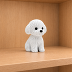 Figurine Bichon Frisé Kawaii effet crochet amigurumi, PLA biosourcé, Tresor3D