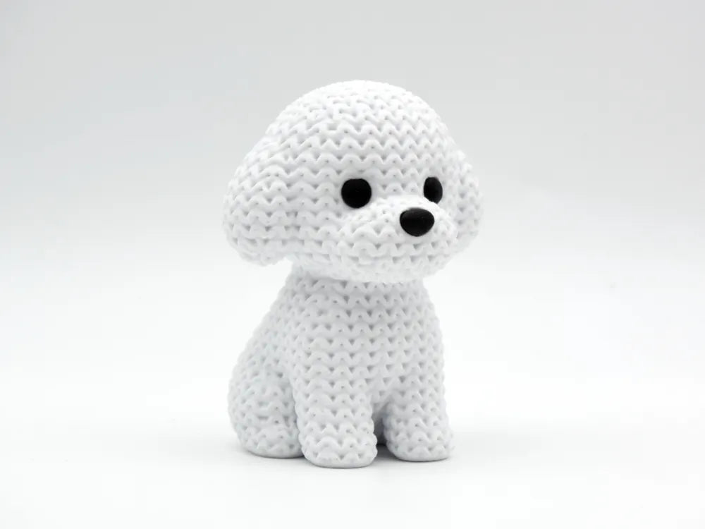 Figurine Bichon Frisé Kawaii, vue de profil, Tresor3D
