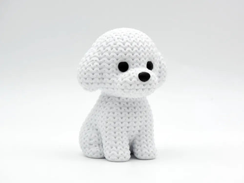 Figurine Bichon Frisé Kawaii, vue de profil, Tresor3D