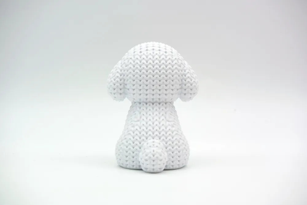 Figurine Bichon Frisé Kawaii, vue de dos, Tresor3D