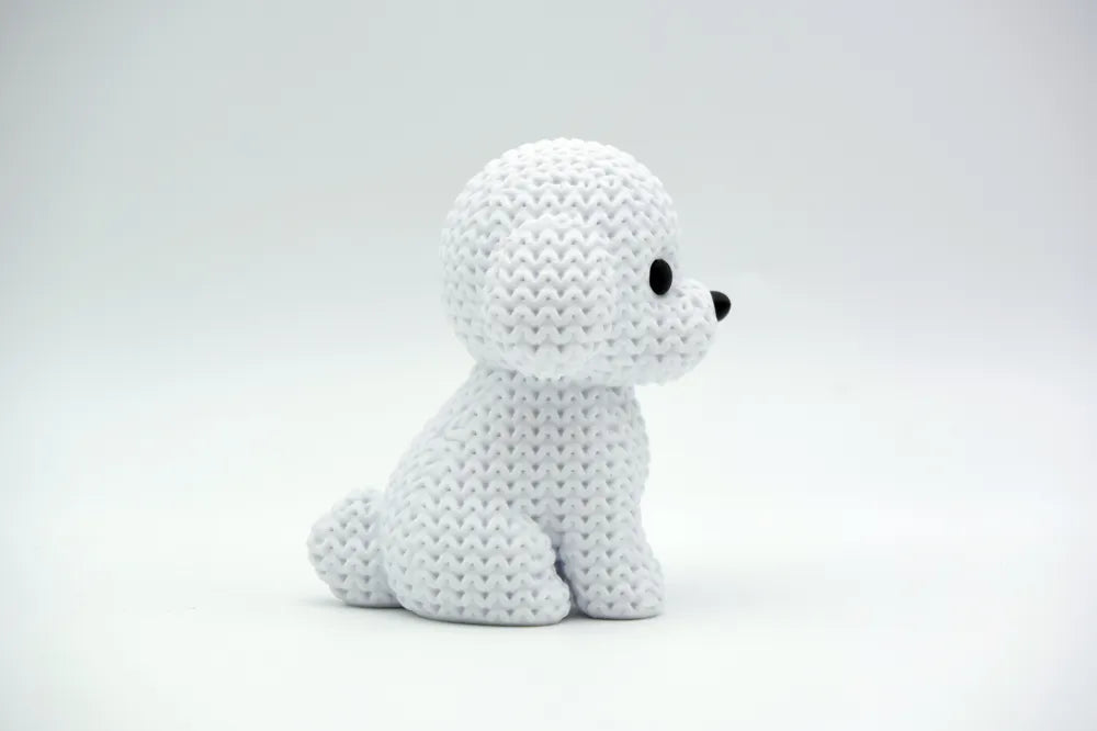 Figurine Bichon Frisé Kawaii, autre angle de vue, Tresor3D