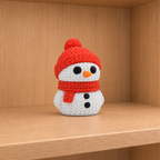 Figurine bonhomme de neige de noël kawaii effet tricoté amigurumi 3D Tresor3D, vue principale