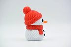 Figurine bonhomme de neige de noël kawaii effet tricoté, vue arrière