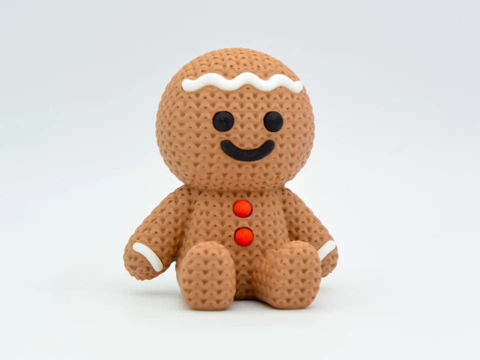 Figurine bonhomme de pain d'épices de noël kawaii effet tricoté, vue arrière