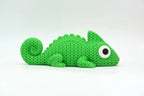 Figurine caméléon kawaii effet tricoté, vue de face