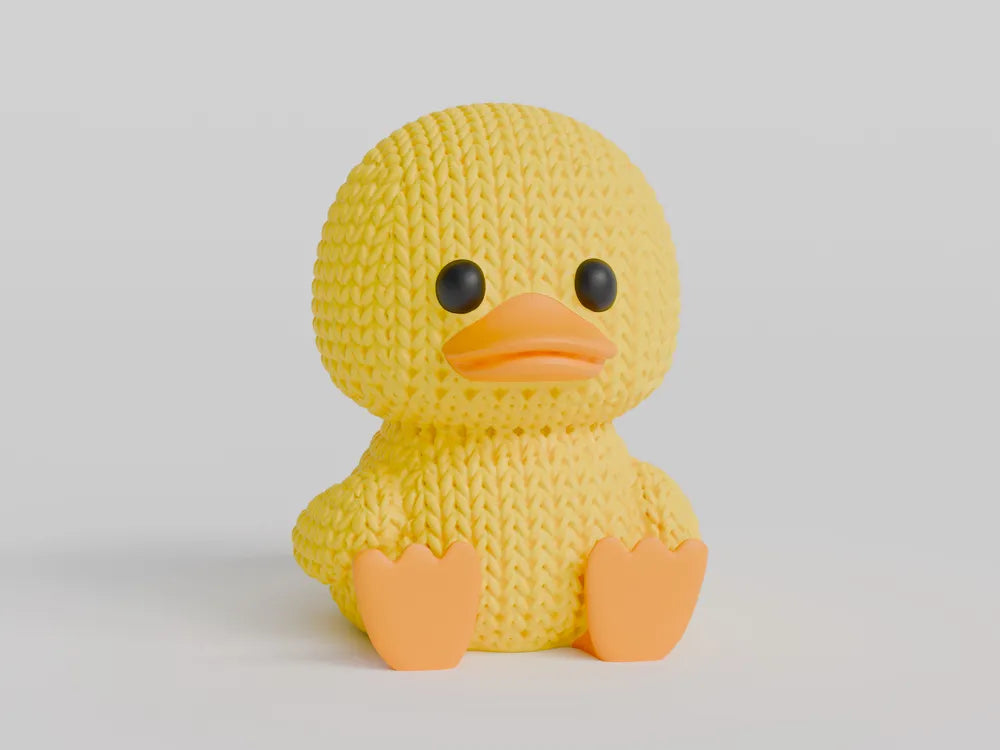 Figurine canard kawaii effet tricoté, vue de face