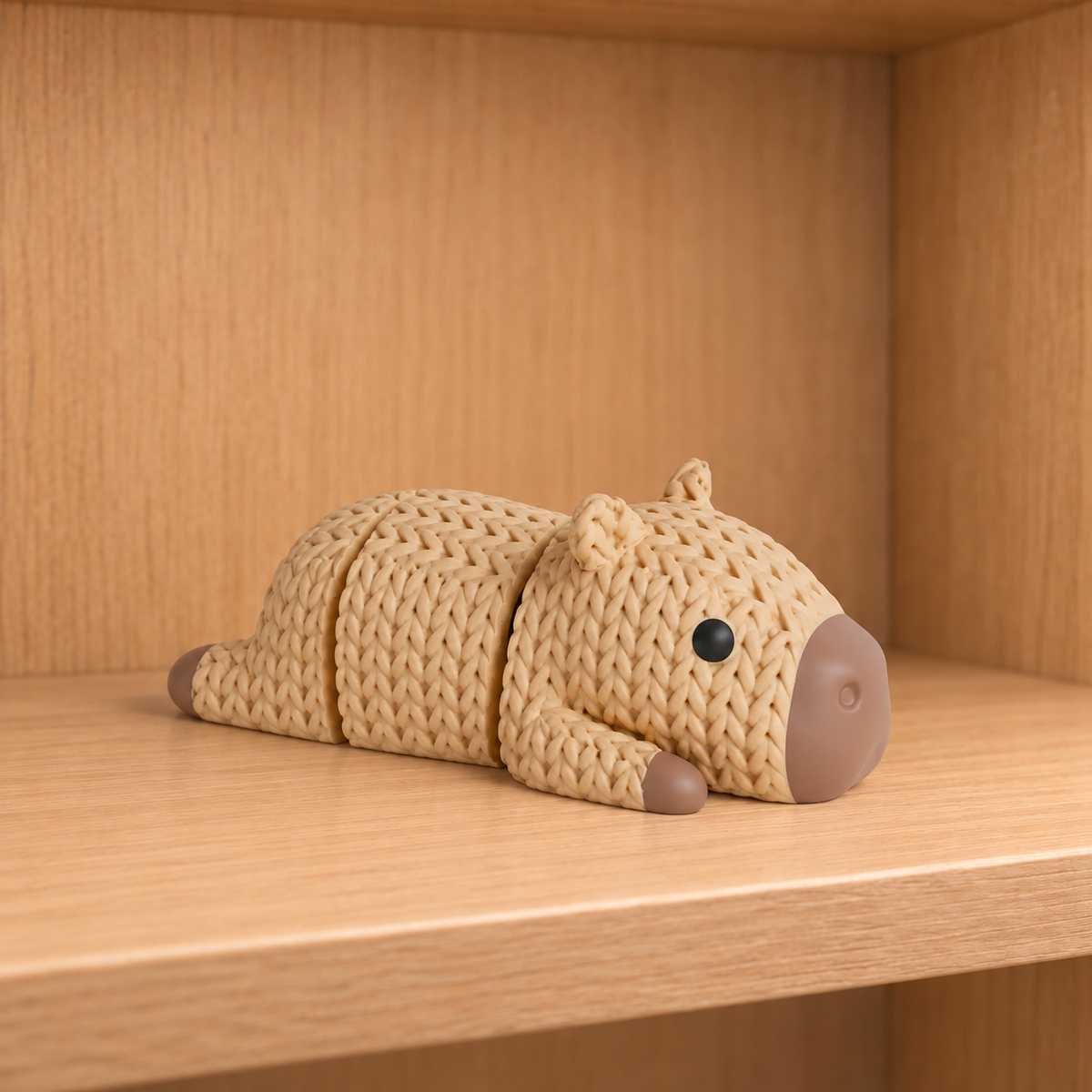 Figurine capybara articulé kawaii effet tricoté amigurumi 3D Tresor3D, vue principale