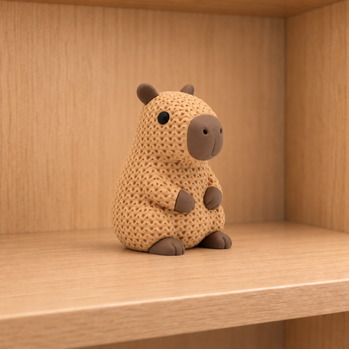 Figurine capybara kawaii effet tricoté amigurumi 3D Tresor3D, vue principale