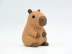 Figurine capybara kawaii effet tricoté, vue de face
