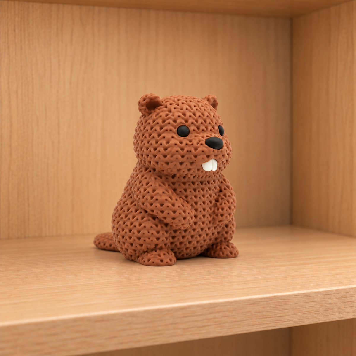 Figurine castor kawaii effet tricoté amigurumi 3D Tresor3D, vue principale