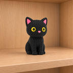 Figurine chat noir d'halloween kawaii effet tricoté amigurumi 3D Tresor3D, vue principale