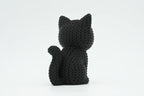 Figurine chat noir d'halloween kawaii effet tricoté, vue arrière