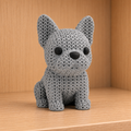 Figurine chien bouledogue français kawaii effet tricoté amigurumi 3D Tresor3D, vue principale
